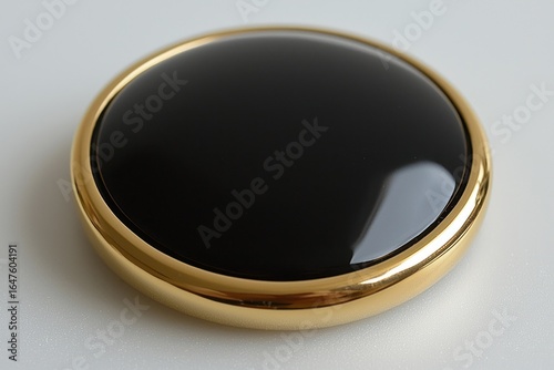 Polished black onyx button with gold frame
