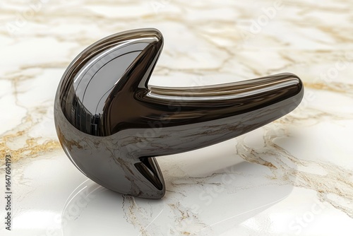 Polished black arrow on marble