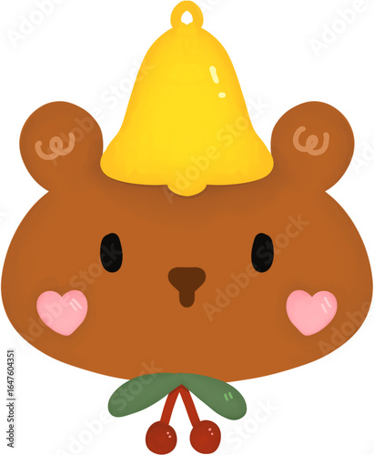 cute bear with yellow bell hat for christmas concept