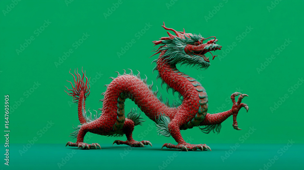 Fototapeta premium Chinese dragon on green screen background