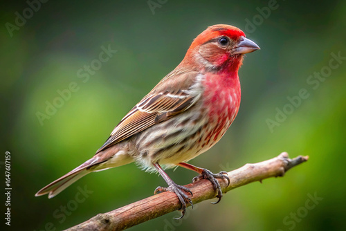 Photos Vibrant male house finch perched on a branch