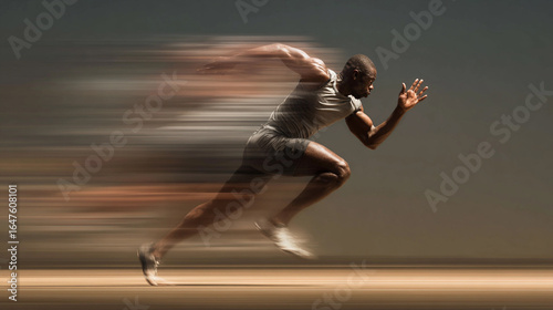 Male high speed running with motion blurred