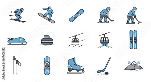 Collection of Winter Sports and Activities Icons