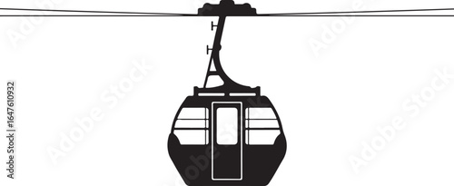 Cable Car Icon. Gondola Lift. Mountain Transport. Isolated Vector Illustration on Background