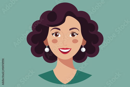 Elegant Woman: A sophisticated woman with auburn hair, pearl earrings, and a warm smile, embodies timeless charm and grace.  She's a portrait of refined beauty, exuding a sense of self-assuredness.