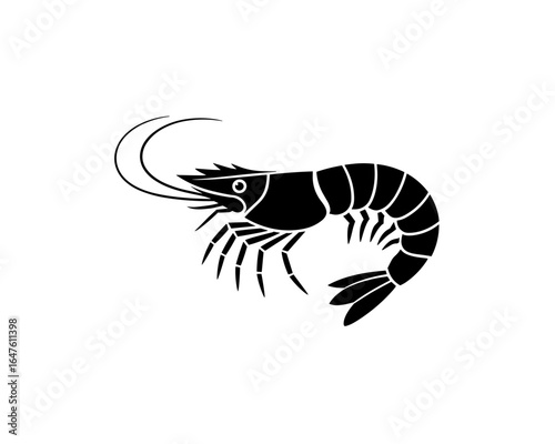 Minimalist Black Shrimp Illustration A Seafood Icon for Culinary Designs