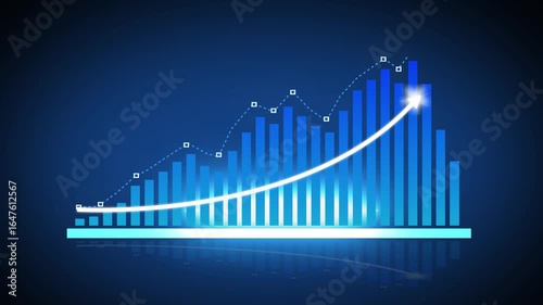 Futuristic sales projection displaying an upward trend in revenue. Visual representation of data analytics. professional concept business graph and white color line. on the gradient background