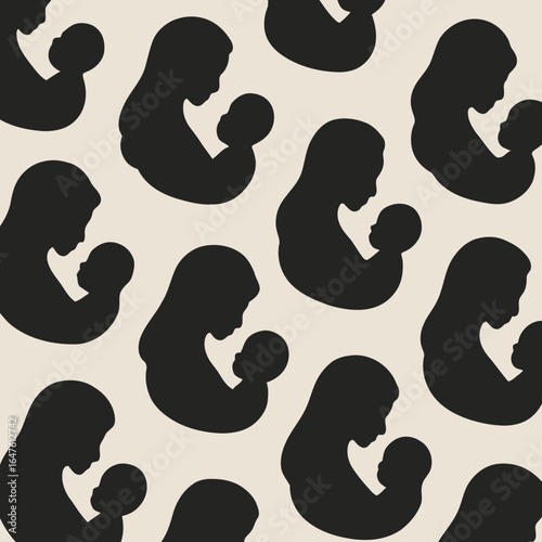 Maternity Love Mother and Child Abstract Silhouette Pattern Design