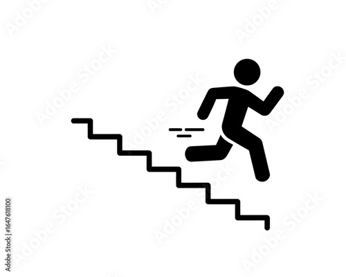 Running Upstairs Icon Progress, Success, and Growth Symbol