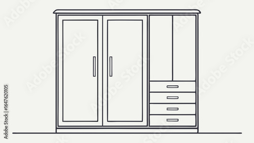 Vector illustration of a modern wardrobe design with multiple storage options