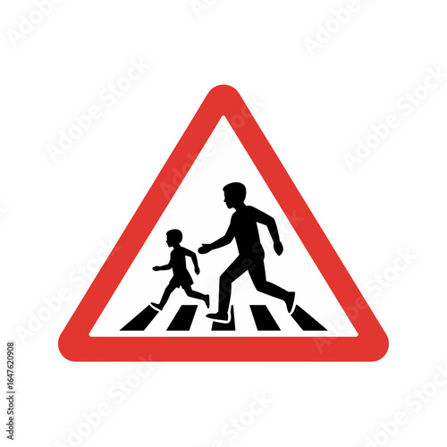 Pedestrian Crossing Road Safety Warning Sign for Children Walking Across Street