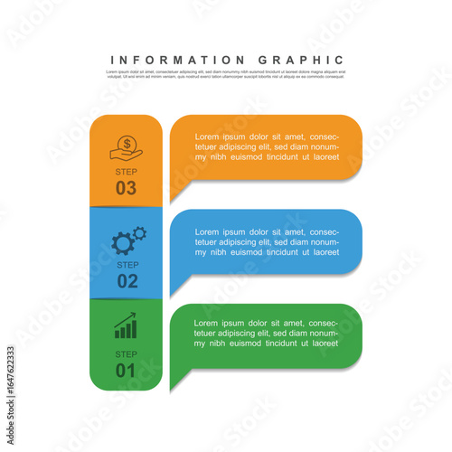 design template banner infographic. 3 step process information or presentation with icons