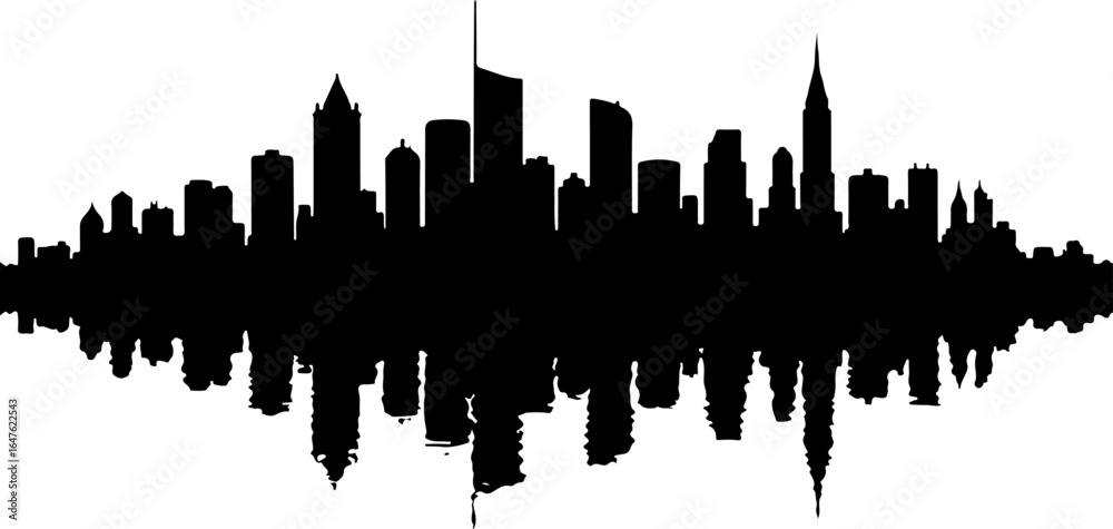 Obraz premium World Landmark City Skyline Silhouette – Global Urban Vector Art