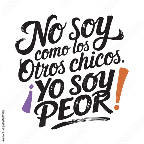 Funny Spanish Quote "Yo soy peor" (I am worse) vector lettering design. "Yo soy peor" - Sarcastic spanish phrase in modern calligraphy style. Vector illustration for print. T-shirt design