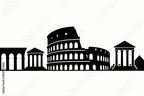 skyline silhouette of Ancient Rome