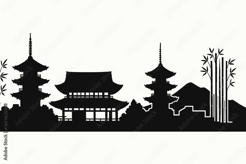 Naklejka premium skyline silhouette of Kyoto