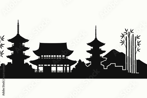 skyline silhouette of Kyoto