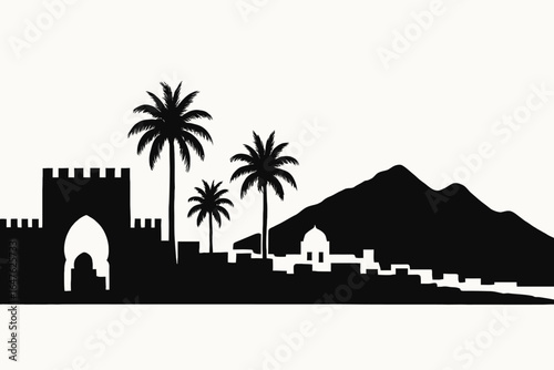 skyline silhouette of Marrakech