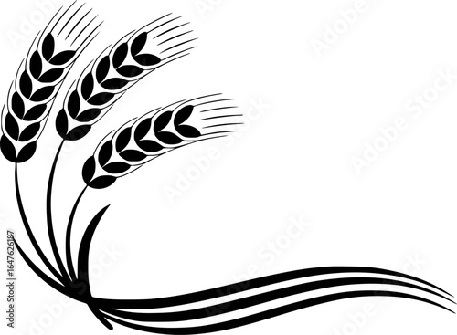 Black wheat stalks with flowing lines grain agriculture