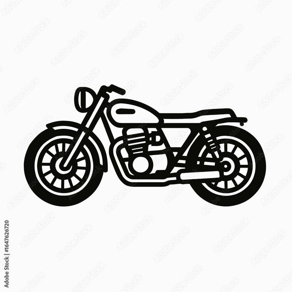 Obraz premium black vector outline of a vintage motorcycle