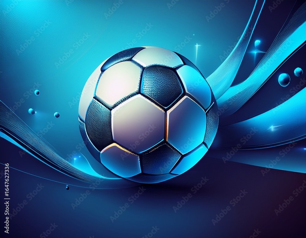 Obraz premium active sport blue background with a football soccer ball