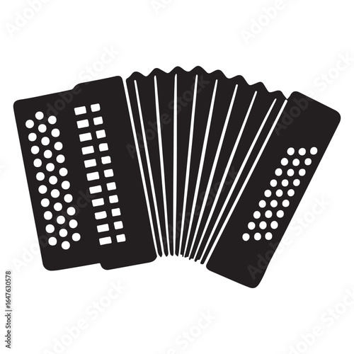 Vintage Accordion Silhouette for Classic Music and Folk Designs