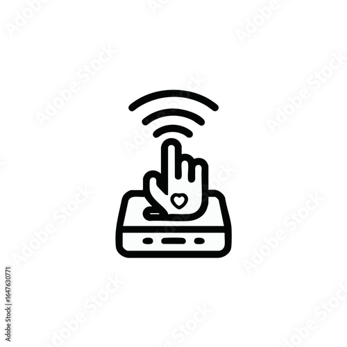 Vector icon  wifi router connection internet access point wireless network signal hand touching icon vector illustration