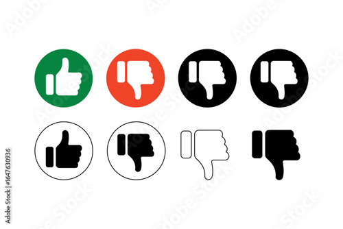 Thumbs Up and Down Icons in Various Styles, Graphic Design, Digital Art