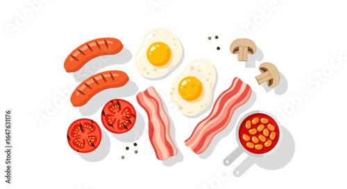 Full English Breakfast Flatlay White.