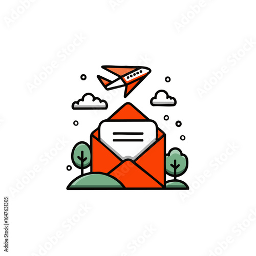 Vector icon  travel blog email newsletter subscription airplane vector illustration design art 100c