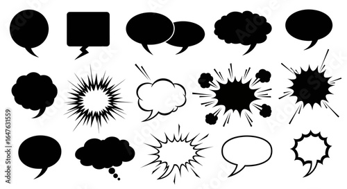 Dynamic comic book speech bubbles and explosion effects for creative storytelling and design
