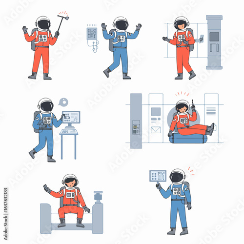 Space Training Regimen: Astronauts Engaging in Treadmill Workouts for Physical Fitness and Mission Preparation.