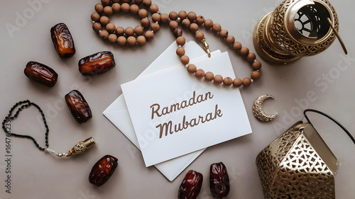 A flat lay of Ramadan or Eid elements.