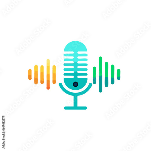 Vector icon  microphone podcast audio sound voice recording studio broadcast interview talk show radio 100