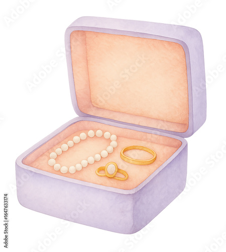 Pastel Watercolor Open Jewelry Box PNG