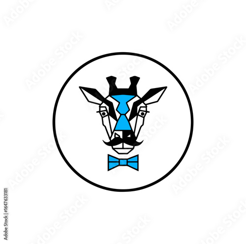 Giraffe head geometric illustration bowtie mustache