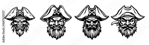 Pirate Outline lIne Art Illustration Graphic Set
