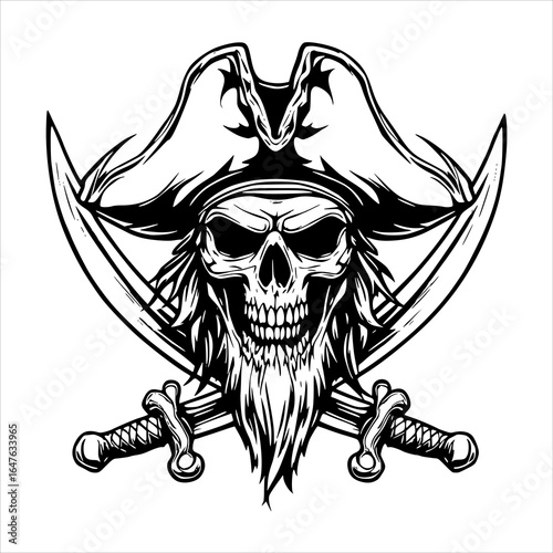 Pirate Outline lIne Art Illustration Graphic Set
