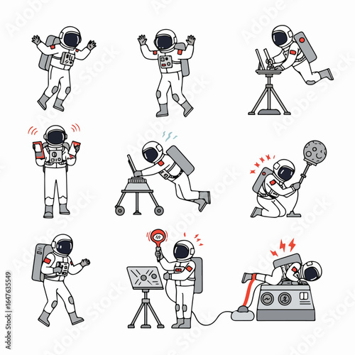 Astronauts Performing Space Maintenance with a Variety of Hand and Power Tools
