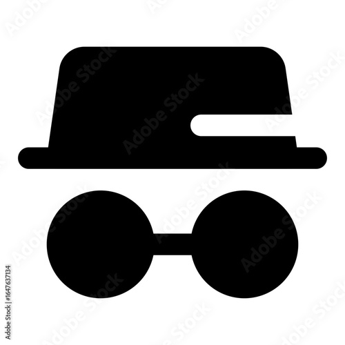 Incognito Mode Icon Hat and Glasses