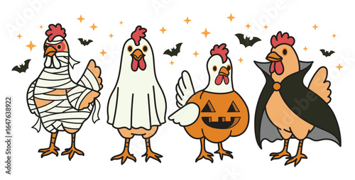 Chicken halloween funy illustration vector