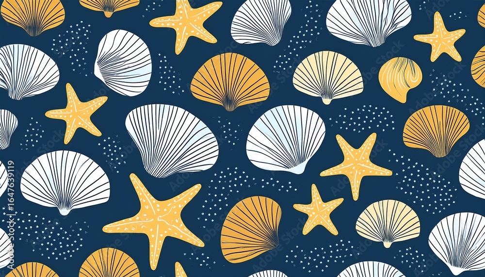 cute coastal shell starfish seamless pattern playful marine ocean beach design for trendy design textile packaging fabric wallpaper branding stationery wrapping paper interior decor cute coastal shell starfish seamless pattern playful marine ocean beach design for trendy design textile packaging fabric wallpaper branding stationery wrapping paper interior decor