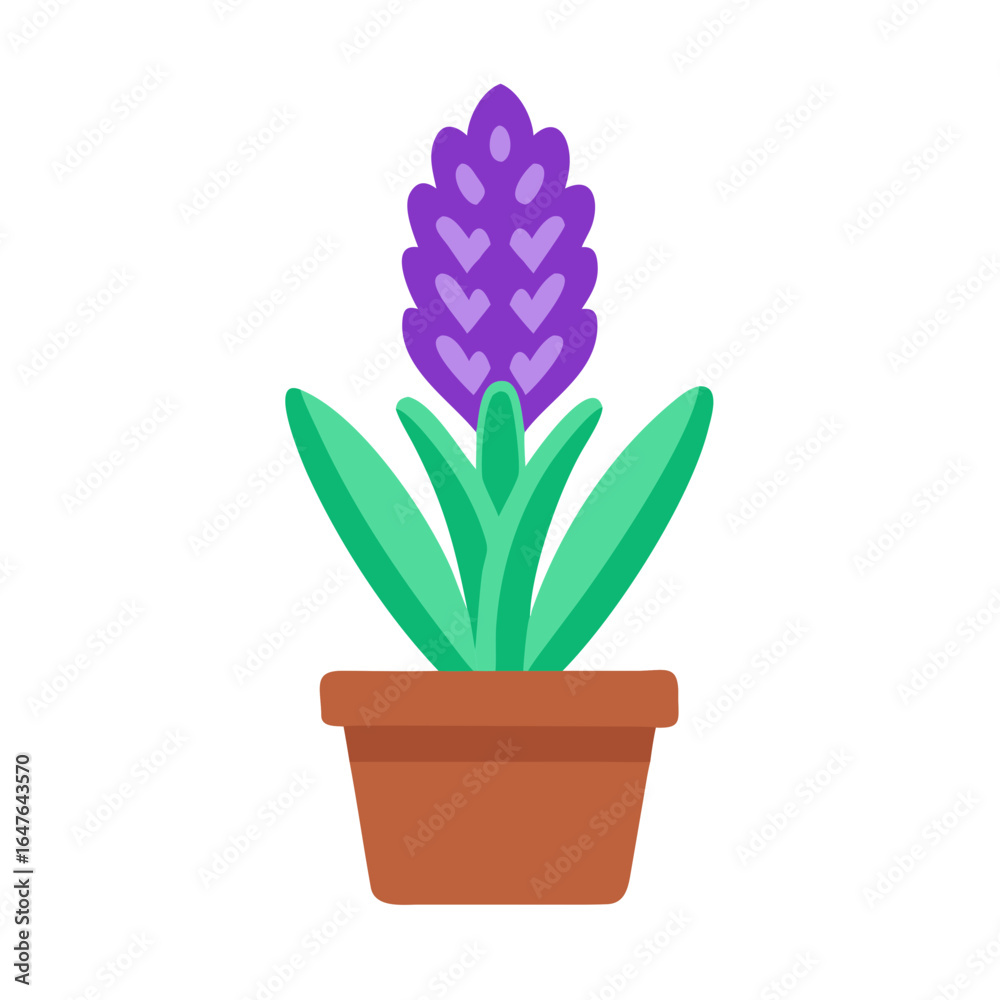 Obraz premium Isolated hyacinth plant in pot with simple, flat vector graphic design