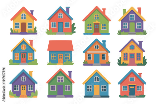 Smart Sweet Home Vector Icon Set with Modern Flat Design on White Background.