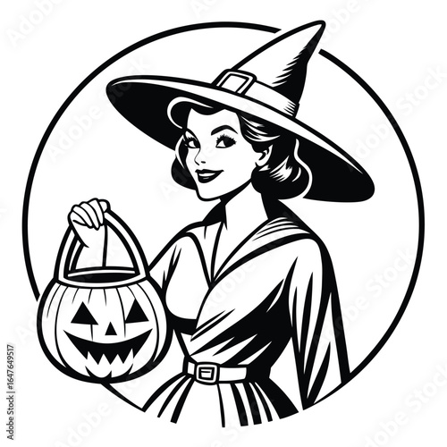 Halloween witch with pumpkin