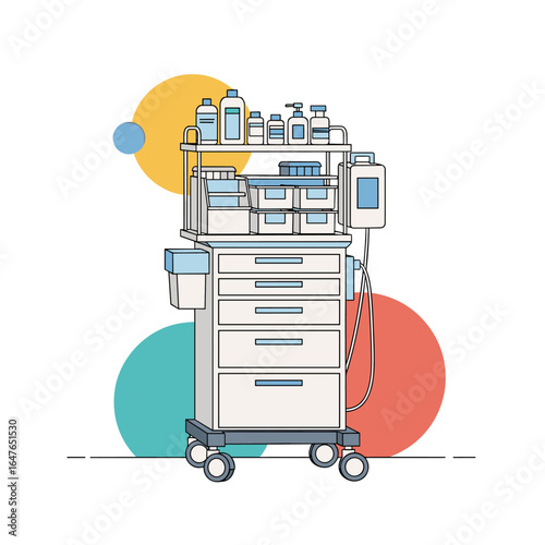 Medical anesthesia machine trolley for surgical procedures and patient care