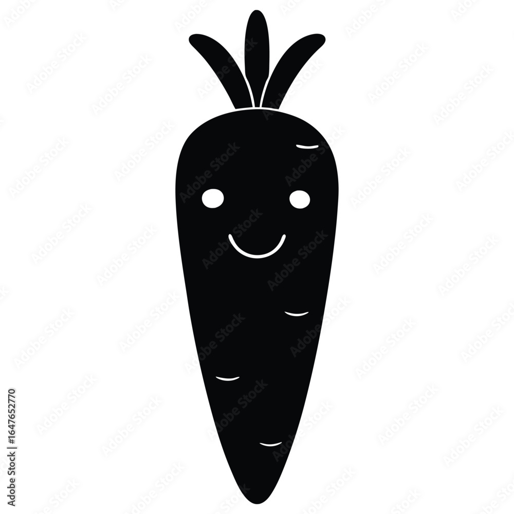 A cheerful cartoon carrot with a green leaf is a fresh, healthy vegetable illustration on a white background A cheerful cartoon carrot with a green leaf is a fresh, healthy vegetable illustration on a white background