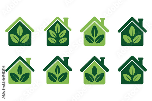 Flat Style House Icon Bundle Vector Collection with Clean White Background.
