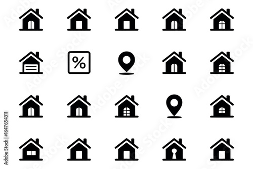 Smart Home and Property Icon Bundle Design. Set for Real Estate Business house icon on white background.