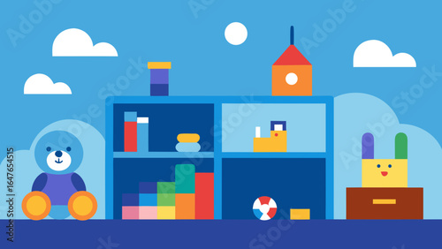 flat design childrens playroom toys